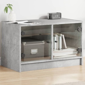 vidaXL, vidaXL TV-Schrank mit Glastüren Betongrau 68x37x42 cm, vidaXL TV-Schrank mit Glastüren Betongrau 68x37x42 cm