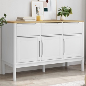vidaXL, vidaXL Sideboard FLORO Weiß 114x43x74 cm Massivholz Kiefer, vidaXL Sideboard FLORO Weiß 114x43x74 cm Massivholz Kiefer