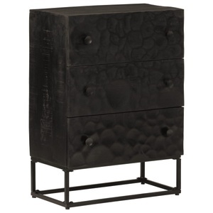 vidaXL, vidaXL Kommode Schwarz 55x30x76 cm Massivholz Mango und Eisen, vidaXL Kommode Schwarz 55x30x76 cm Massivholz Mango und Eisen