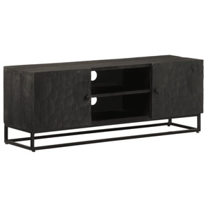 vidaXL, vidaXL TV-Schrank Schwarz 110x30x40 cm Massivholz Mango und Eisen, vidaXL TV-Schrank Schwarz 110x30x40 cm Massivholz Mango und Eisen