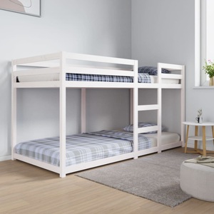 vidaXL, vidaXL Etagenbett Weiß 90x200 cm Massivholz Kiefer