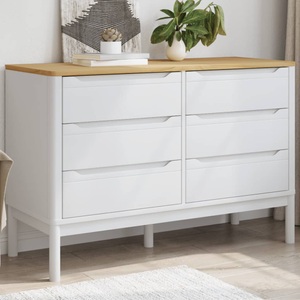 vidaXL, vidaXL Kommode FLORO Weiß Massivholz Kiefer, vidaXL Kommode FLORO Weiß Massivholz Kiefer