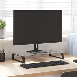 vidaXL, vidaXL Monitorständer Schwarz 60x35x8 cm Hartglas und Metall, vidaXL Monitorständer Schwarz 60x35x8 cm Hartglas und Metall