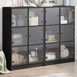 vidaXL, vidaXL Bücherregal mit Türen Schwarz 136x37x109 cm Holzwerkstoff