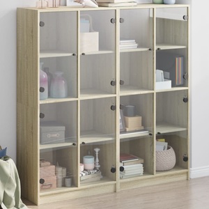 vidaXL, vidaXL Bücherschrank mit Türen Sonoma-Eiche 136x37x142cm Holzwerkstoff, vidaXL Bücherschrank mit Türen Sonoma-Eiche 136x37x142cm Holzwerkstoff