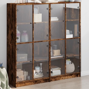 vidaXL, vidaXL Bücherschrank mit Türen Räuchereiche 136x37x142cm Holzwerkstoff, vidaXL Bücherschrank mit Türen Räuchereiche 136x37x142cm Holzwerkstoff