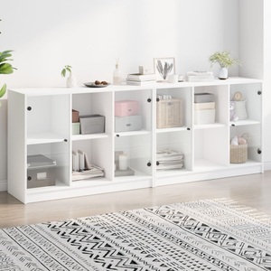 vidaXL, vidaXL Bücherschrank mit Türen Weiß 204x37x75 cm Holzwerkstoff, vidaXL Bücherschrank mit Türen Weiß 204x37x75 cm Holzwerkstoff