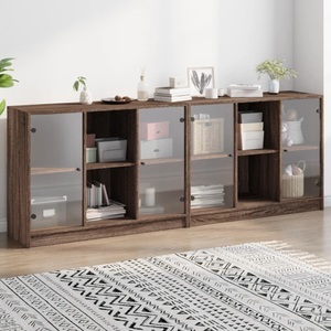 vidaXL, vidaXL Bücherschrank mit Türen Braun Eichen-Optik 204x37x75 cm, vidaXL Bücherschrank mit Türen Braun Eichen-Optik 204x37x75 cm