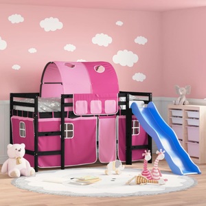 vidaXL, vidaXL Kinderhochbett mit Tunnel Rosa 80x200 cm Massivholz Kiefer