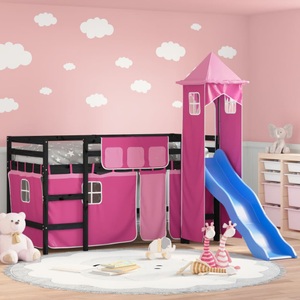 vidaXL, vidaXL Kinderhochbett mit Turm Rosa 90x200 cm Massivholz Kiefer