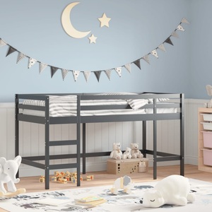 vidaXL, vidaXL Kinderhochbett mit Leiter Schwarz 90x190 cm Massivholz Kiefer, vidaXL Kinderhochbett mit Leiter Schwarz 90x190 cm Massivholz Kiefer