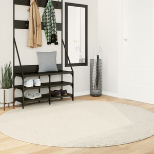 vidaXL, vidaXL Teppich Shaggy Hochflor Modern Creme Ø 200 cm, vidaXL Teppich Shaggy Hochflor Modern Creme Ø 200 cm
