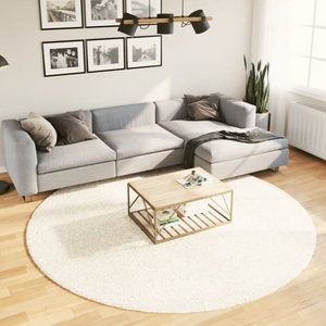 vidaXL, vidaXL Teppich Shaggy Hochflor Modern Creme Ø 240 cm
