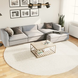 vidaXL, vidaXL Teppich Shaggy Hochflor Modern Creme Ø 280 cm