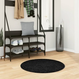 vidaXL, vidaXL Shaggy-Teppich PAMPLONA Hochflor Modern Schwarz Ø 80 cm