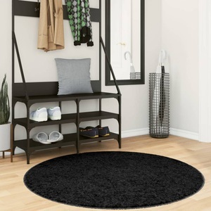 vidaXL, vidaXL Shaggy-Teppich PAMPLONA Hochflor Modern Schwarz Ø 120 cm, vidaXL Shaggy-Teppich PAMPLONA Hochflor Modern Schwarz Ø 120 cm