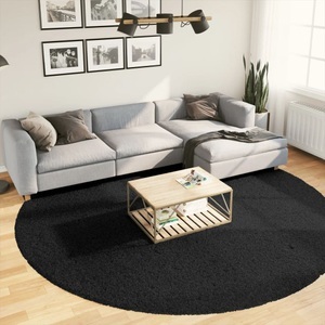 vidaXL, vidaXL Shaggy-Teppich PAMPLONA Hochflor Modern Schwarz Ø 280 cm