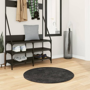 vidaXL, vidaXL Teppich Shaggy Hochflor Modern Anthrazit Ø 80 cm