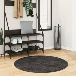 vidaXL, vidaXL Teppich Shaggy Hochflor Modern Anthrazit Ø 100 cm