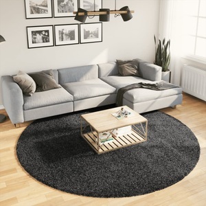 vidaXL, vidaXL Teppich Shaggy Hochflor Modern Anthrazit Ø 240 cm