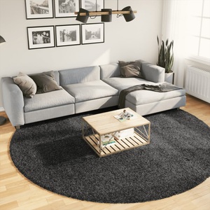 vidaXL, vidaXL Teppich Shaggy Hochflor Modern Anthrazit Ø 280 cm