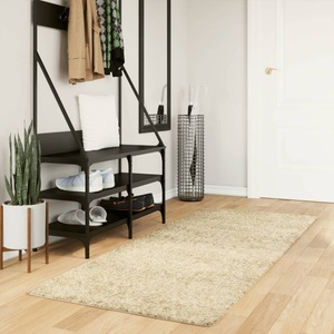 vidaXL, vidaXL Teppich Shaggy Hochflor Modern Golden 80x200 cm, vidaXL Teppich Shaggy Hochflor Modern Golden 80x200 cm