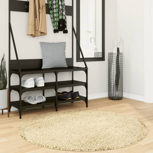 vidaXL, vidaXL Teppich Shaggy Hochflor Modern Golden Ø 120 cm