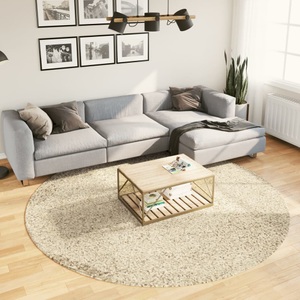 vidaXL, vidaXL Teppich Shaggy Hochflor Modern Golden Ø 240 cm