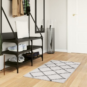 vidaXL, vidaXL Teppich Shaggy Hochflor Modern Creme und Schwarz 60x110 cm