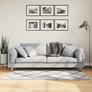 vidaXL, vidaXL Teppich Shaggy Hochflor Modern Creme und Schwarz 80x150 cm