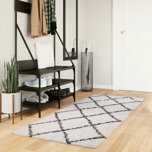 vidaXL, vidaXL Teppich Shaggy Hochflor Modern Creme und Schwarz 80x200 cm