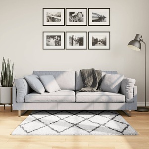 vidaXL, vidaXL Shaggy-Teppich PAMPLONA Hochflor Modern Creme Schwarz 120x170cm