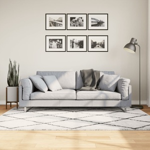 vidaXL, vidaXL Teppich Shaggy Hochflor Modern Creme und Schwarz 140x200 cm