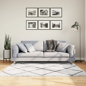 vidaXL, vidaXL Teppich Shaggy Hochflor Modern Creme und Schwarz 160x160 cm