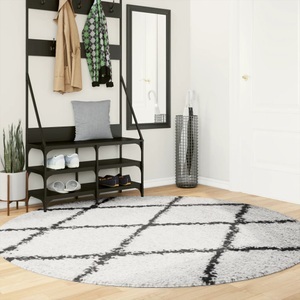 vidaXL, vidaXL Shaggy-Teppich PAMPLONA Hochflor Modern Creme Schwarz Ø 200 cm