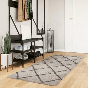 vidaXL, vidaXL Teppich Shaggy Hochflor Modern Beige und Anthrazit 80x200 cm