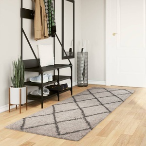 vidaXL, vidaXL Teppich Shaggy Hochflor Modern Beige und Anthrazit 80x250 cm