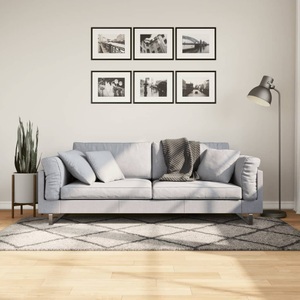vidaXL, vidaXL Teppich Shaggy Hochflor Modern Beige und Anthrazit 100x200 cm, vidaXL Teppich Shaggy Hochflor Modern Beige und Anthrazit 100x200 cm