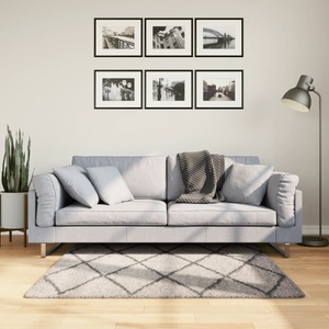 vidaXL, vidaXL Shaggy-Teppich Hochflor Modern Beige Anthrazit 120x120 cm