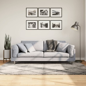 vidaXL, vidaXL Teppich Shaggy Hochflor Modern Beige und Anthrazit 140x200 cm