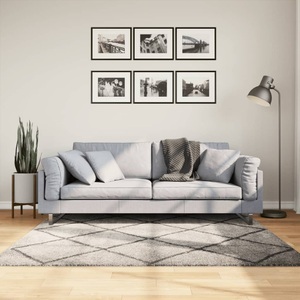 vidaXL, vidaXL Teppich Shaggy Hochflor Modern Beige und Anthrazit 160x160 cm