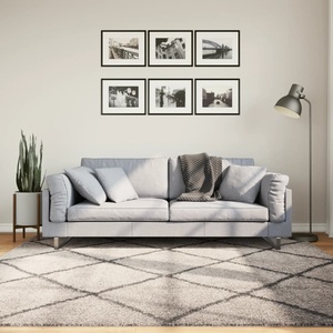 vidaXL, vidaXL Teppich Shaggy Hochflor Modern Beige und Anthrazit 200x200 cm