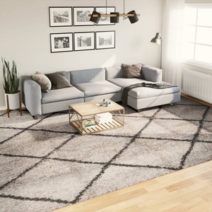 vidaXL, vidaXL Shaggy-Teppich Hochflor Modern Beige Anthrazit 300x400 cm