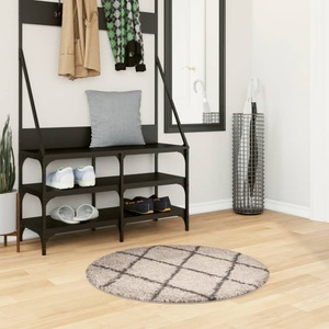 vidaXL, vidaXL Teppich Shaggy Hochflor Modern Beige und Anthrazit Ø 80 cm, vidaXL Teppich Shaggy Hochflor Modern Beige und Anthrazit Ø 80 cm