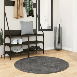 vidaXL, vidaXL Teppich OVIEDO Kurzflor Anthrazit Ø 100 cm