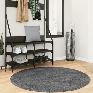 vidaXL, vidaXL Teppich OVIEDO Kurzflor Anthrazit Ø 120 cm