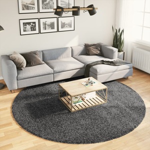 vidaXL, vidaXL Teppich OVIEDO Kurzflor Anthrazit Ø 240 cm