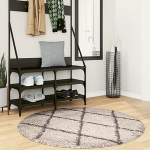 vidaXL, vidaXL Shaggy-Teppich PAMPLONA Hochflor Modern Beige Anthrazit Ø 120cm