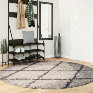 vidaXL, vidaXL Teppich Shaggy Hochflor Modern Beige und Anthrazit Ø 200 cm