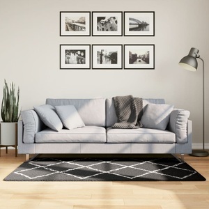 vidaXL, vidaXL Teppich Shaggy Hochflor Modern Schwarz und Creme 80x150 cm